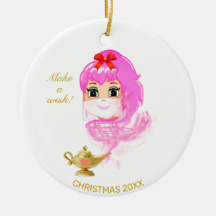 Süßer Weihnachts-Dschinn und magische Lampe Keramik Ornament