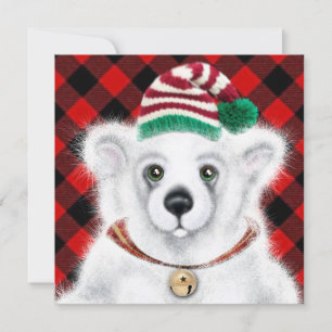 Süßer Weihnachts-Eisbär, Santa-Bär  Einladung
