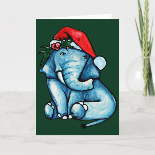 Süßer Weihnachts-Elefant Santa Hut Karte