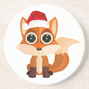 Süßer Weihnachts-Fuchs-Cartoon-Feiertags-Tier Fest Getränkeuntersetzer