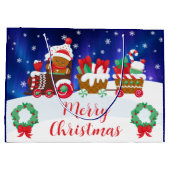 Süßer Weihnachts-Gingerbread-Zug Große Geschenktüte (Rückseite)