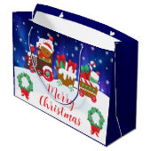 Süßer Weihnachts-Gingerbread-Zug Große Geschenktüte (Rückseite Schrägansicht)