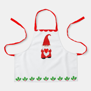 Süßer Weihnachts-Gnom & Stechpalmenblatt-Dekoratio Schürze
