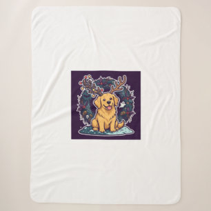 Süßer Weihnachts-Golden-Retriever-Decke Sherpadecke