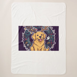 Süßer Weihnachts-Golden-Retriever-Decke Sherpadecke