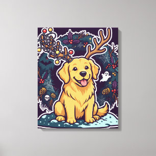 Süßer Weihnachts-Golden-Retriever-Leinwand Leinwanddruck