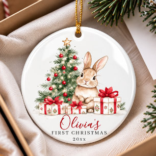 Süßer Weihnachts-Hasen-Baum Erstes Weihnachten Keramik Ornament