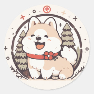 Süßer Weihnachts-Hund-Aufkleber Runder Aufkleber