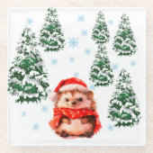 Süßer Weihnachts-Igel-Getränkeuntersetzer - Einzig Glasuntersetzer (Vorderseite)