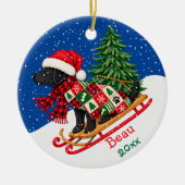Süßer Weihnachts-Labrador Schwarz Keramik Ornament (Vorne)