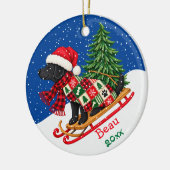 Süßer Weihnachts-Labrador Schwarz Keramik Ornament (Links)