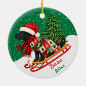 Süßer Weihnachts-Labrador Schwarz Keramik Ornament (Hinten)