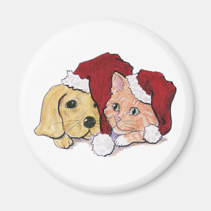 Süßer Weihnachts-Labrador-Welpe und orange getiger Magnet