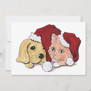 Süßer Weihnachts-Labrador-Welpe und orangefarbener Feiertagskarte
