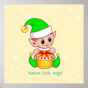 Süßer Weihnachts-Natur-Engel-Elf Poster
