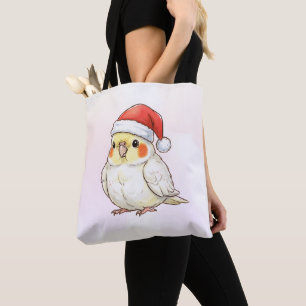 Süßer Weihnachts-Nymphensittich mit Weihnachtsmann Tasche