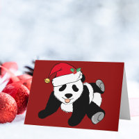 Süßer Weihnachts-Panda-Bär in roter Santa-Mütze
