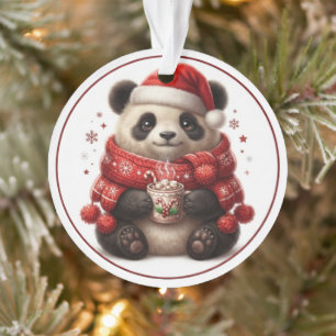 Süßer Weihnachts-Panda-Heißgetränk-Schmuck Ornament