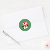 Süßer Weihnachts-Pinguin in Santa-Mütze individuel Runder Aufkleber (Umschlag)