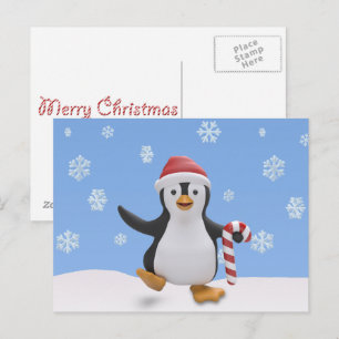Süßer Weihnachts-Pinguin mit Santa-Hut und Zuckers Postkarte