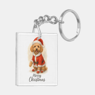 Süßer Weihnachts-Pudel-Hund-Feiertags-Pudelliebhab Schlüsselanhänger