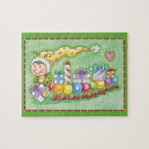 Süßer Weihnachts-Raupen-Zug mit Geschenken Puzzle