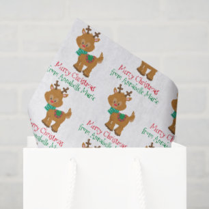Süßer Weihnachts-Rentier personalisiertes Kinderge Seidenpapier