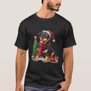 Süßer Weihnachts-Rottweiler-Hund mit Santa-Hut Wel T-Shirt