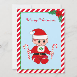 Süßer Weihnachts-Santa-Baby-Elf und Candy Canes