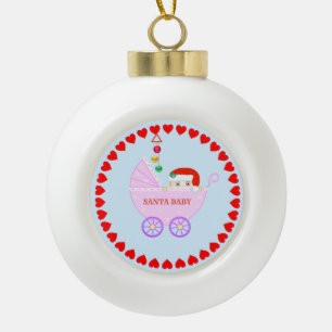 Süßer Weihnachts-Santa-Baby Keramik Kugel-Ornament