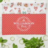 Süßer Weihnachts-Santa-Lebkuchenmann-Monogramm Geschirrtuch (Gefaltet)