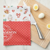 Süßer Weihnachts-Santa-Lebkuchenmann-Monogramm Geschirrtuch (Viertel Falte)