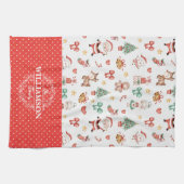 Süßer Weihnachts-Santa-Lebkuchenmann-Monogramm Geschirrtuch (Horizontal)