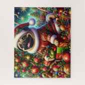 Süßer Weihnachts-Santa-Pug-Hund Puzzle (Vertikal)