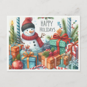 Süßer Weihnachts-Schneemann Frohe Feiertage Postkarte