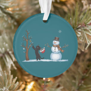 Süßer Weihnachts-Schneemann-Katzenliebhaber Xmas W Ornament