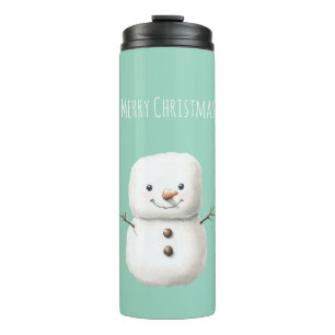 Süßer Weihnachts-Schneemann Mint Thermosbecher
