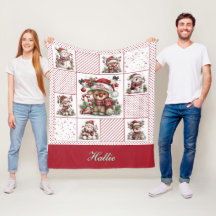 Süßer Weihnachts-Schneemann und Rentier-Steppdecke