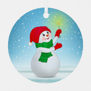 Süßer Weihnachts-Schneemann und Schneeflocken Ornament Aus Metall