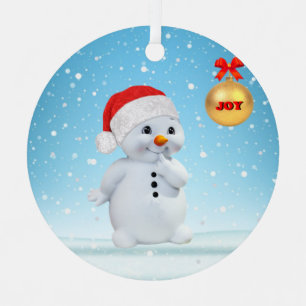 Süßer Weihnachts-Schneemann und Schneeflocken Ornament Aus Metall