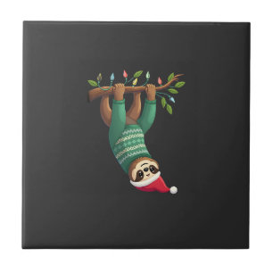 Süßer Weihnachts-Sloth-Santa-Hut-Christmas-Sloth - Fliese