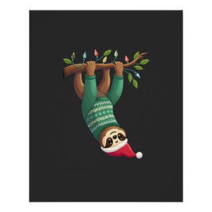 Süßer Weihnachts-Sloth-Santa-Hut-Christmas-Sloth - Poster