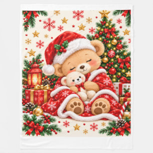 Süßer Weihnachts-Teddybär-Baby-Decke mit Festtags- Fleecedecke