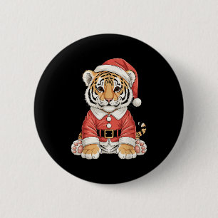 Süßer Weihnachts-Tiger-Santa-Safari-Tier  Button