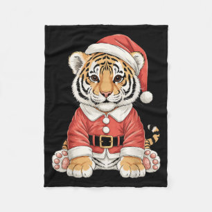 Süßer Weihnachts-Tiger-Santa-Safari-Tier Fleecedecke