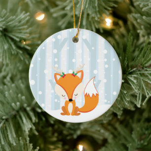 Süßer Weihnachts-Wald-Fuchs Keramikornament