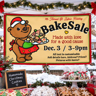 Süßer Weihnachtsbär-Bäcker-Bake-Sale-Werbung Banner