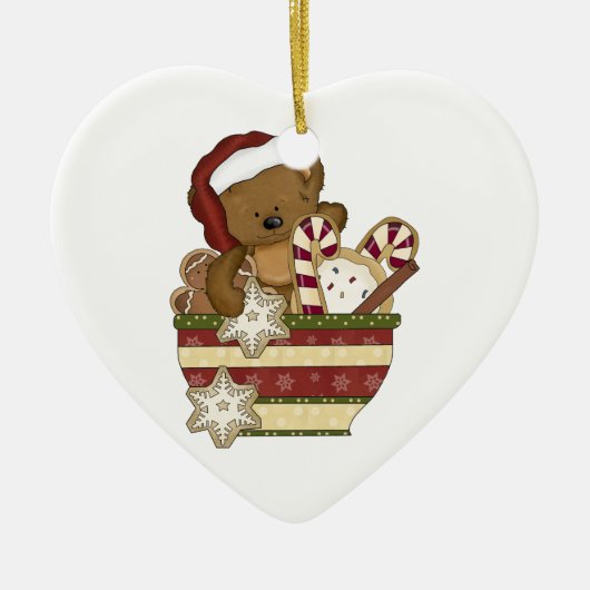 Süßer Weihnachtsbär Keramik Ornament (Vorne)