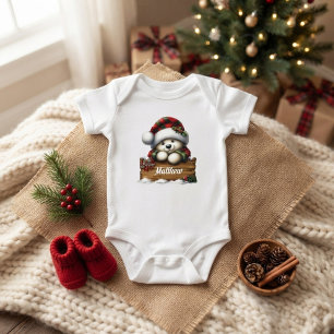 Süßer Weihnachtsbär mit Namen Baby Strampler