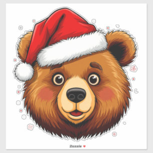 Süßer Weihnachtsbär mit Santa-Mütze Aufkleber